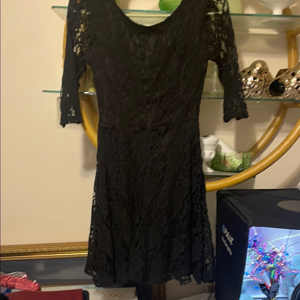 LUSH Elegant Black Lace Dress (000201)